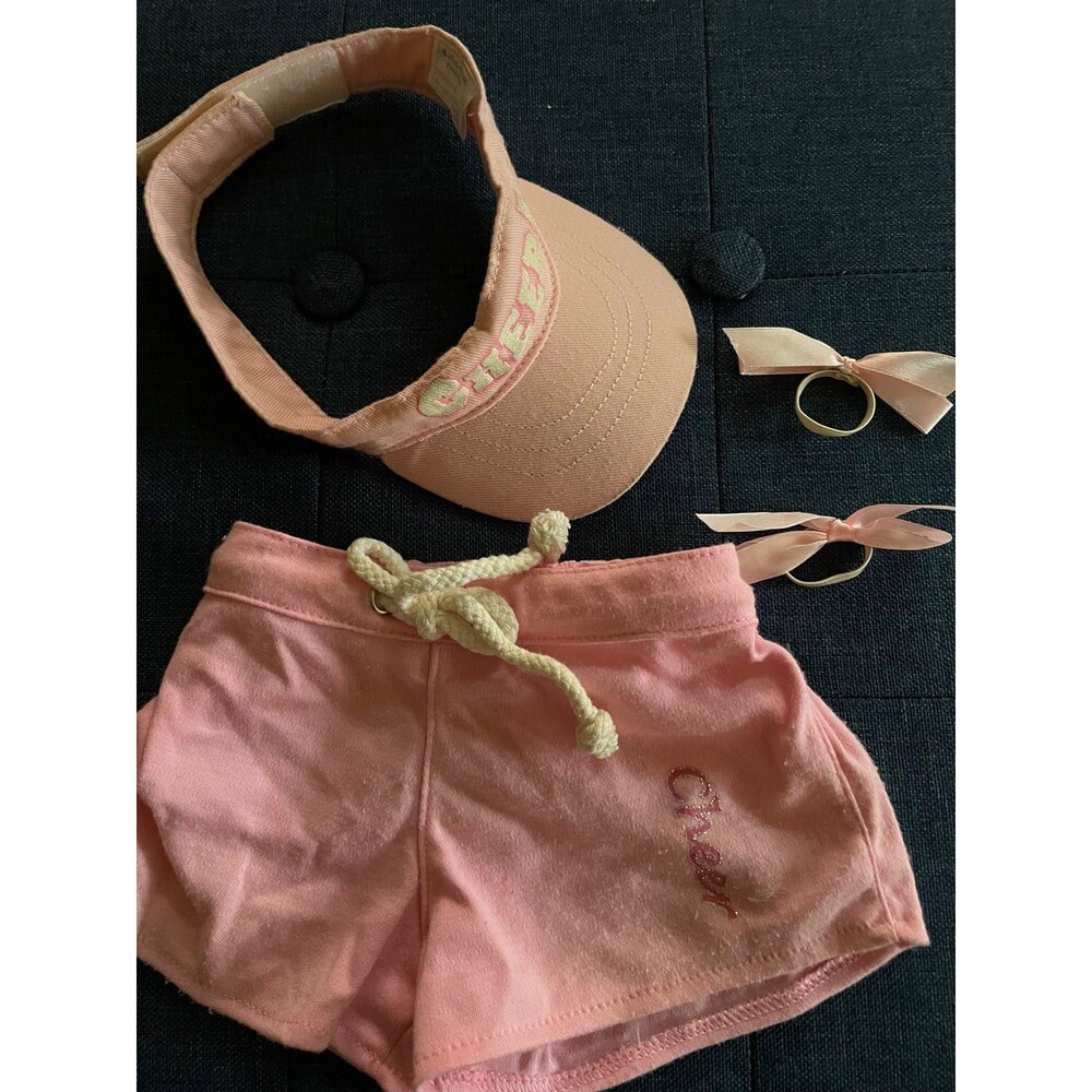 Build a Bear Pink Visor & shorts Glitter Cheer